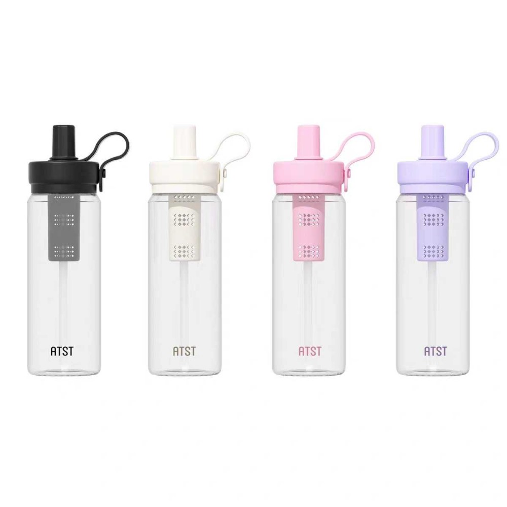 Φορητό παγούρι πλαστικό με καλαμάκι - 750ml - 413234 - Black