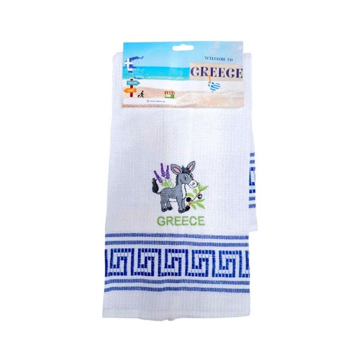 Πετσέτα ποτηρόπανο Souvenir με κέντημα - Σετ 12pcs - Greece - 416143