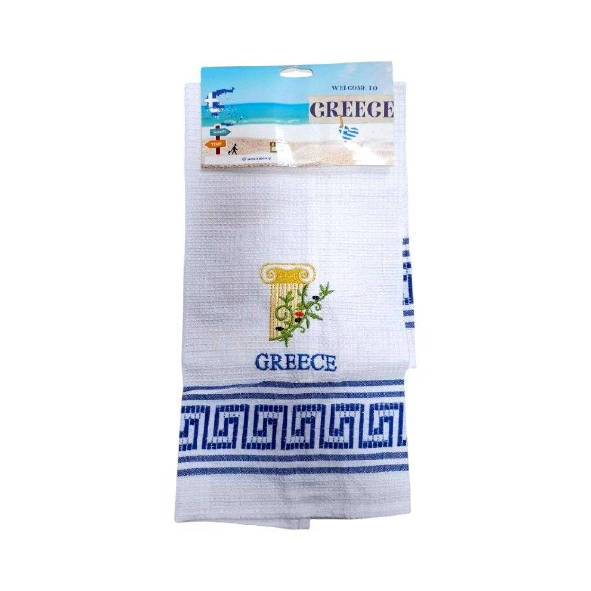 Πετσέτα ποτηρόπανο Souvenir με κέντημα - Σετ 12pcs - Greece - 416259