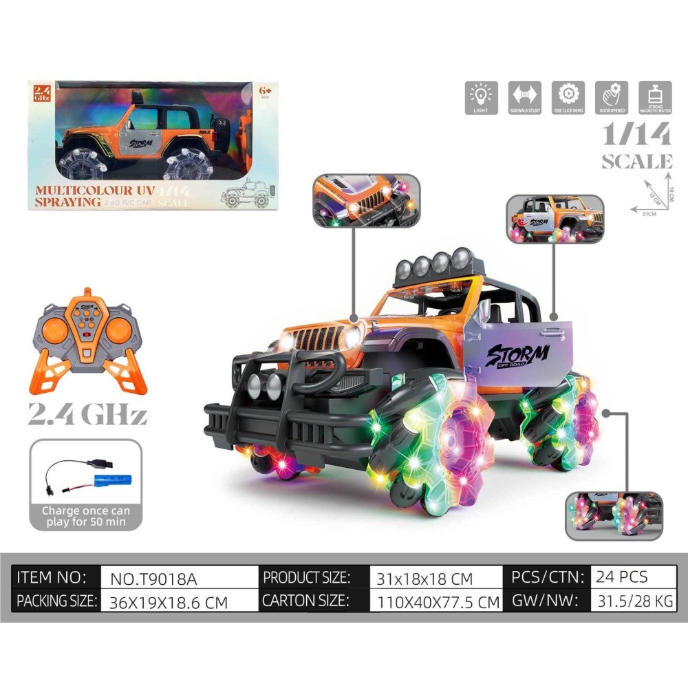 Τηλεκατευθυνόμενο αυτοκίνητο Τζιπ με φωτισμό - T9018A-1:14 - 502175