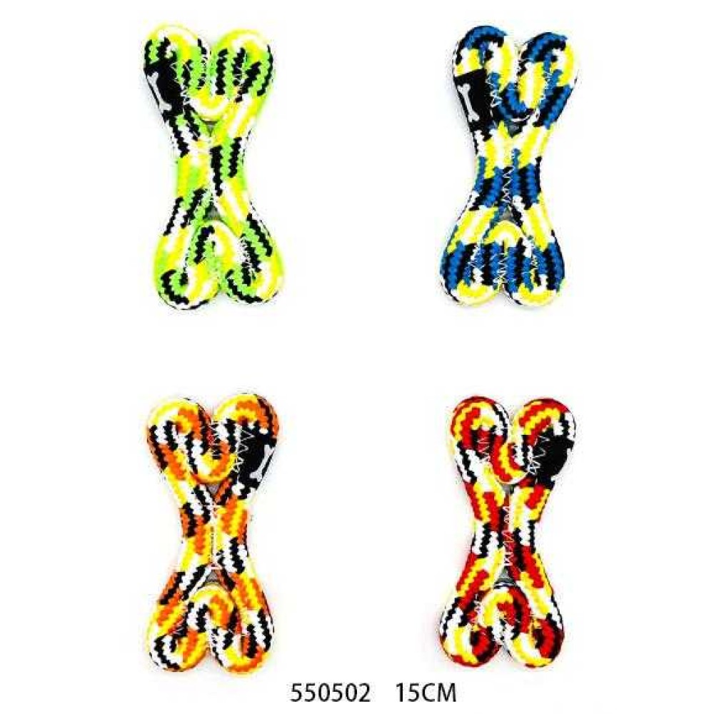 Παιχνίδι σκύλου κόκκαλο από σχοινί - 15cm - 12pcs - 550502