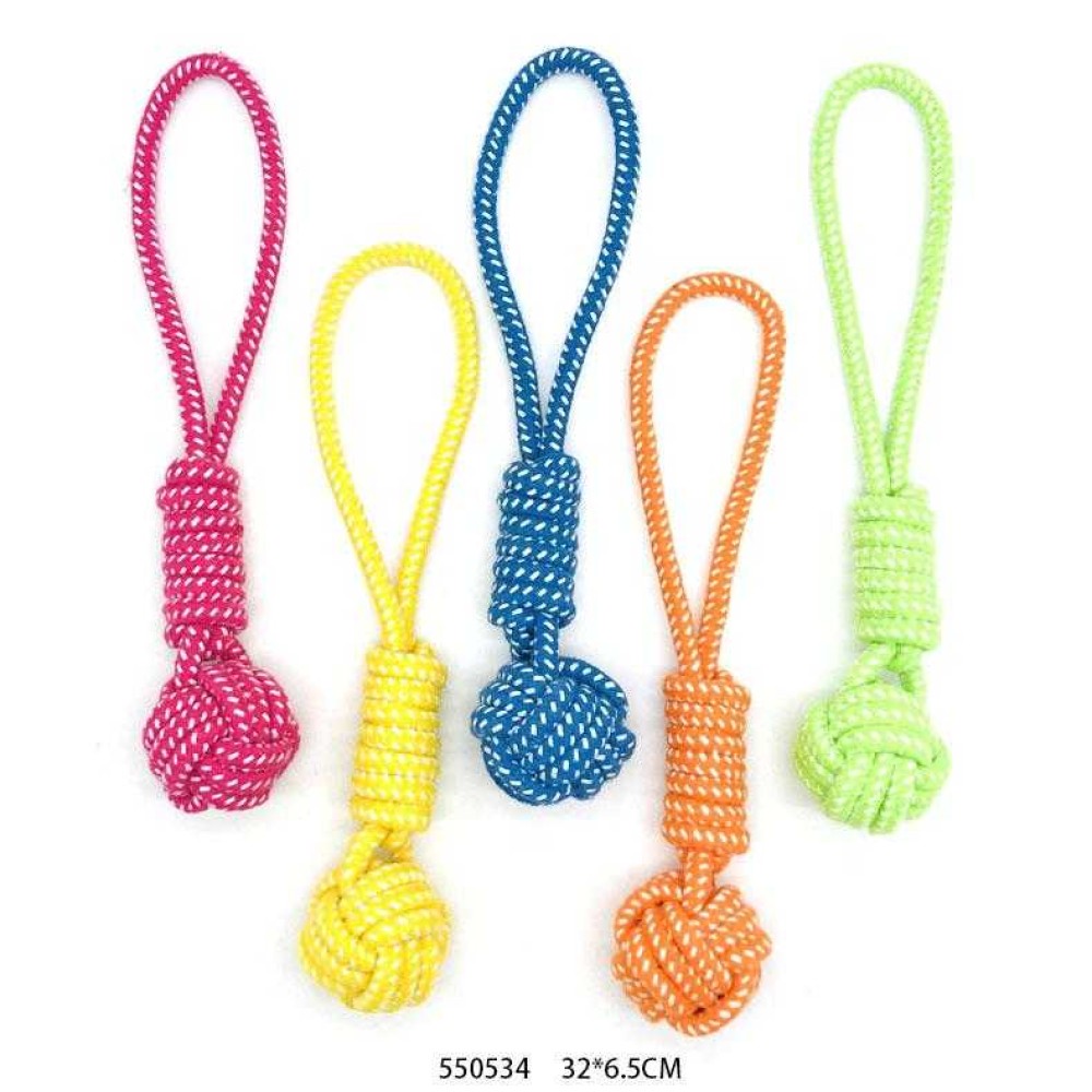Παιχνίδι σκύλου σχοινί με μπάλα - 32cm - 12pcs - 550534