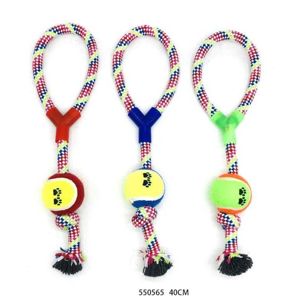 Παιχνίδι σκύλου σχοινί με μπάλα - 40cm - 12pcs - 550565