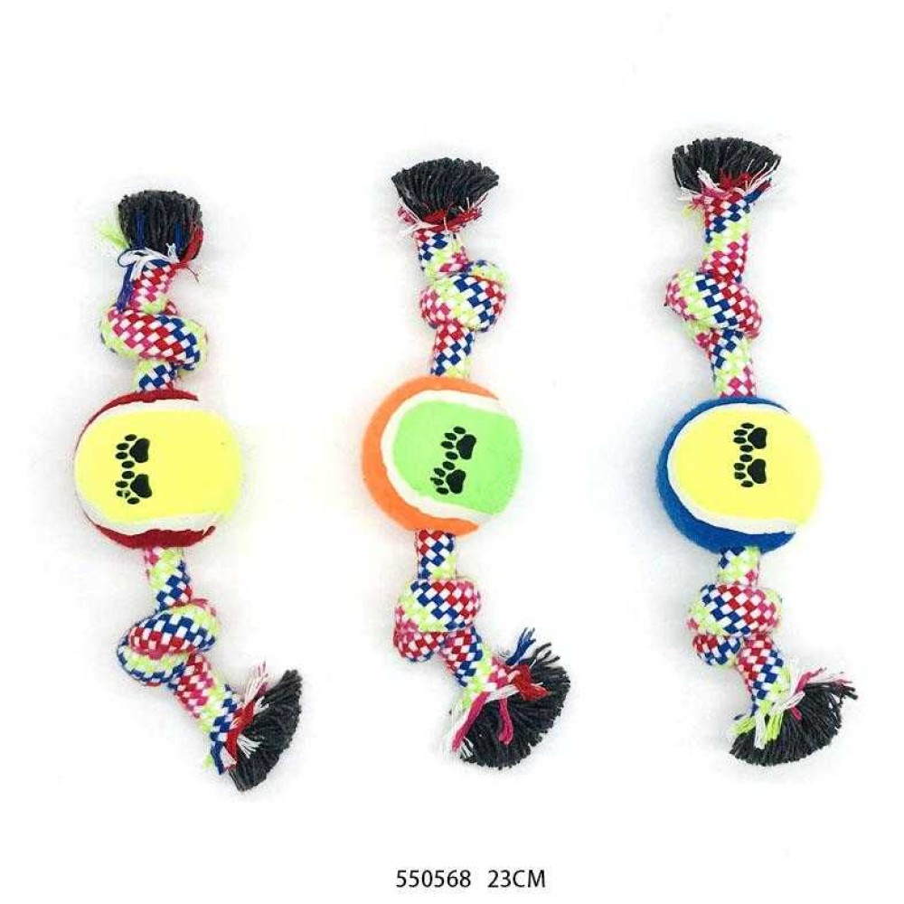 Παιχνίδι σκύλου σχοινί με μπάλα - 23cm - 12pcs - 550568