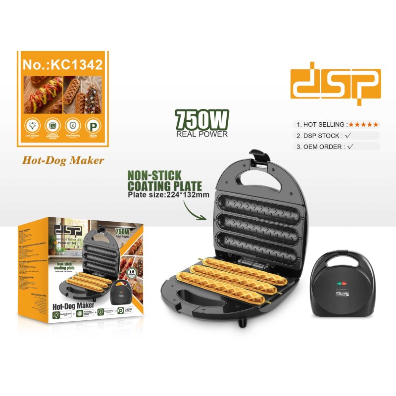 Συσκευή ψησίματος βάφλας Hot Dog - KC1342 - DSP - 618489