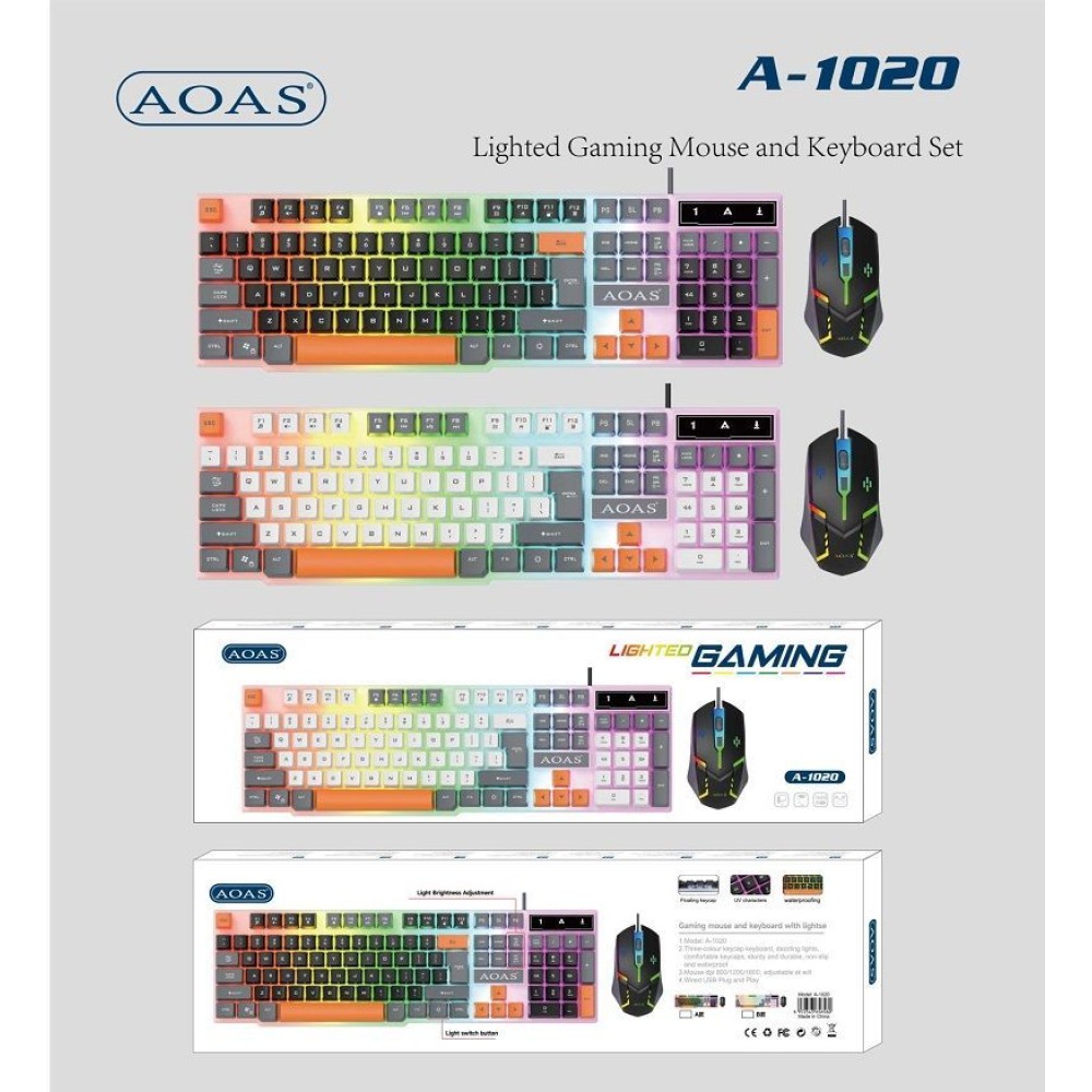 Σετ ενσύρματο πληκτρολόγιο & ποντίκι Gaming - A1020 - 655560 - White