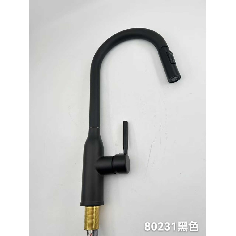 Μπαταρία βρύσης κουζίνας με επεκτεινόμενη κεφαλή - Black - 802318