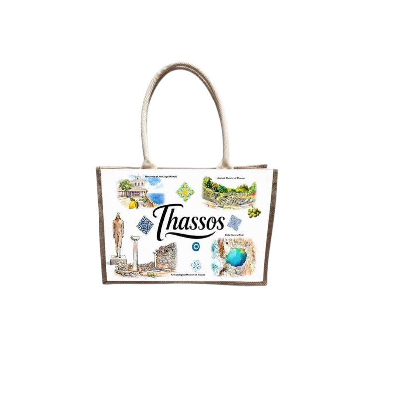 Τουριστική τσάντα λινή με κουμπί - Thassos - 36*25*16cm - 871892