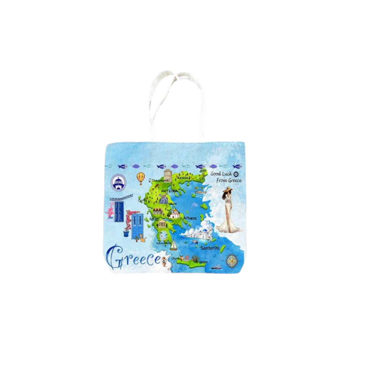 Υφασμάτινη τουριστική τσάντα καμβάς - Greece - 45*40*10cm - 871999