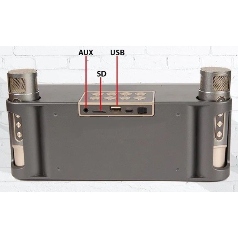Ασύρματο ηχείο Bluetooth με 2 μικρόφωνα Karaoke - YS215 - 887271 - Grey
