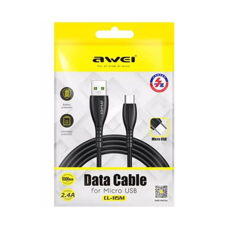 Καλώδιο φόρτισης & data - Micro USB - CL-115M - 1m - AWEI - 887813