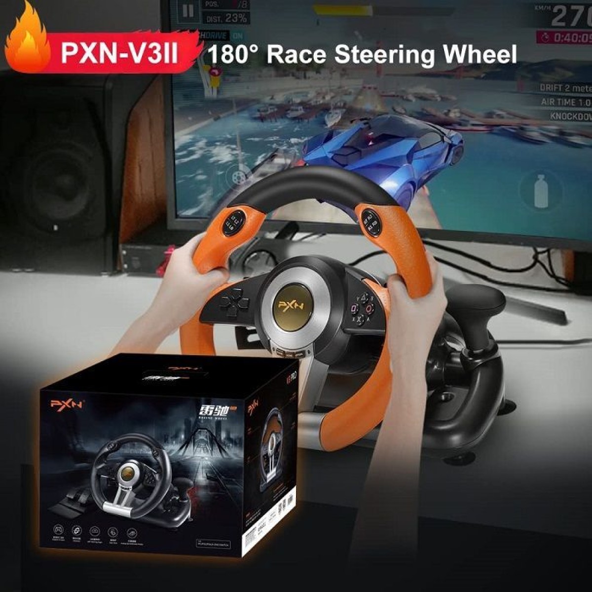 Σετ τιμονιέρα gaming με πετάλια - PXN-V3PRO - 901231