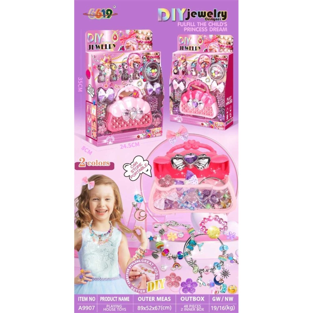 Σετ κατασκευής κοσμημάτων DIY με τσάντα - A9907DIY - 917524
