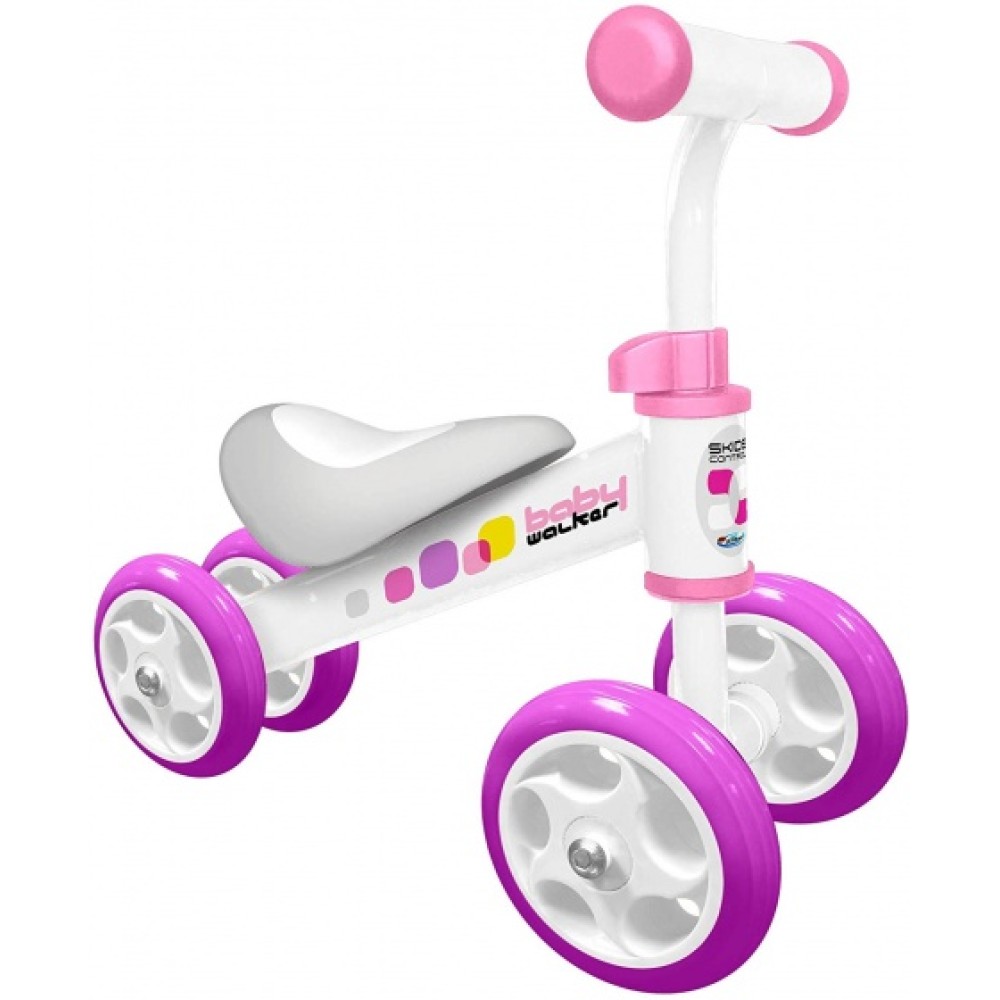 Loopfiets met 4 wielen Junior White/Pink