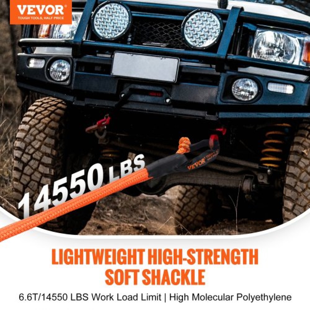 VEVOR Soft Shackle Synthetic Recovery Rope 2PCS 1,3x56 cm 20 Ton Break Strength