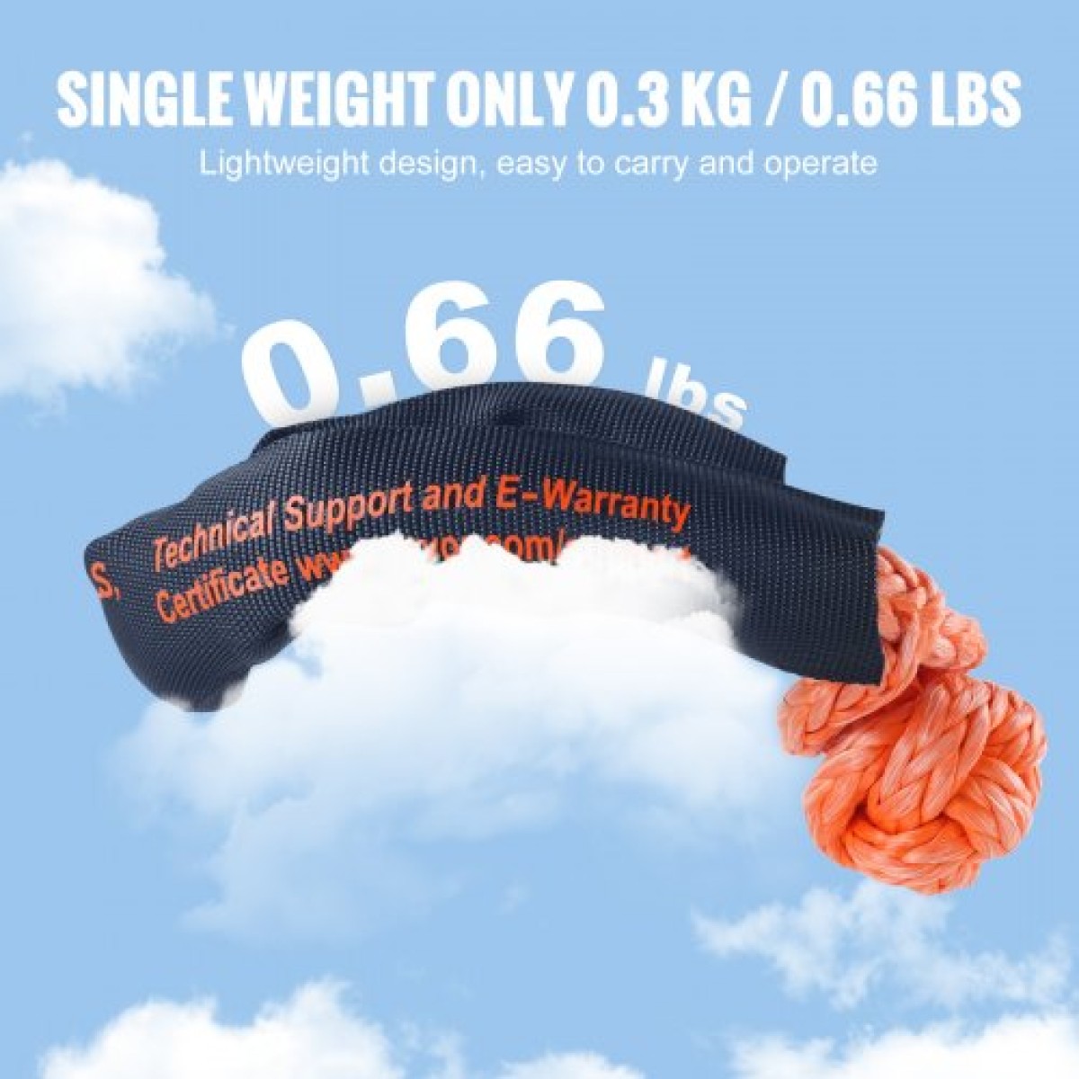 VEVOR Soft Shackle Synthetic Recovery Rope 2PCS 1,3x56 cm 20 Ton Break Strength
