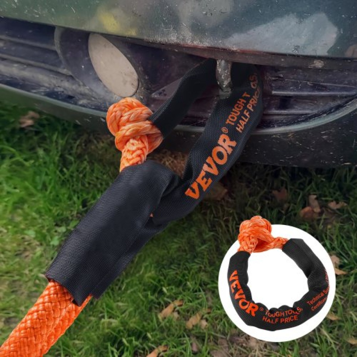 VEVOR Soft Shackle Synthetic Recovery Rope 2PCS 1,3x56 cm 20 Ton Break Strength