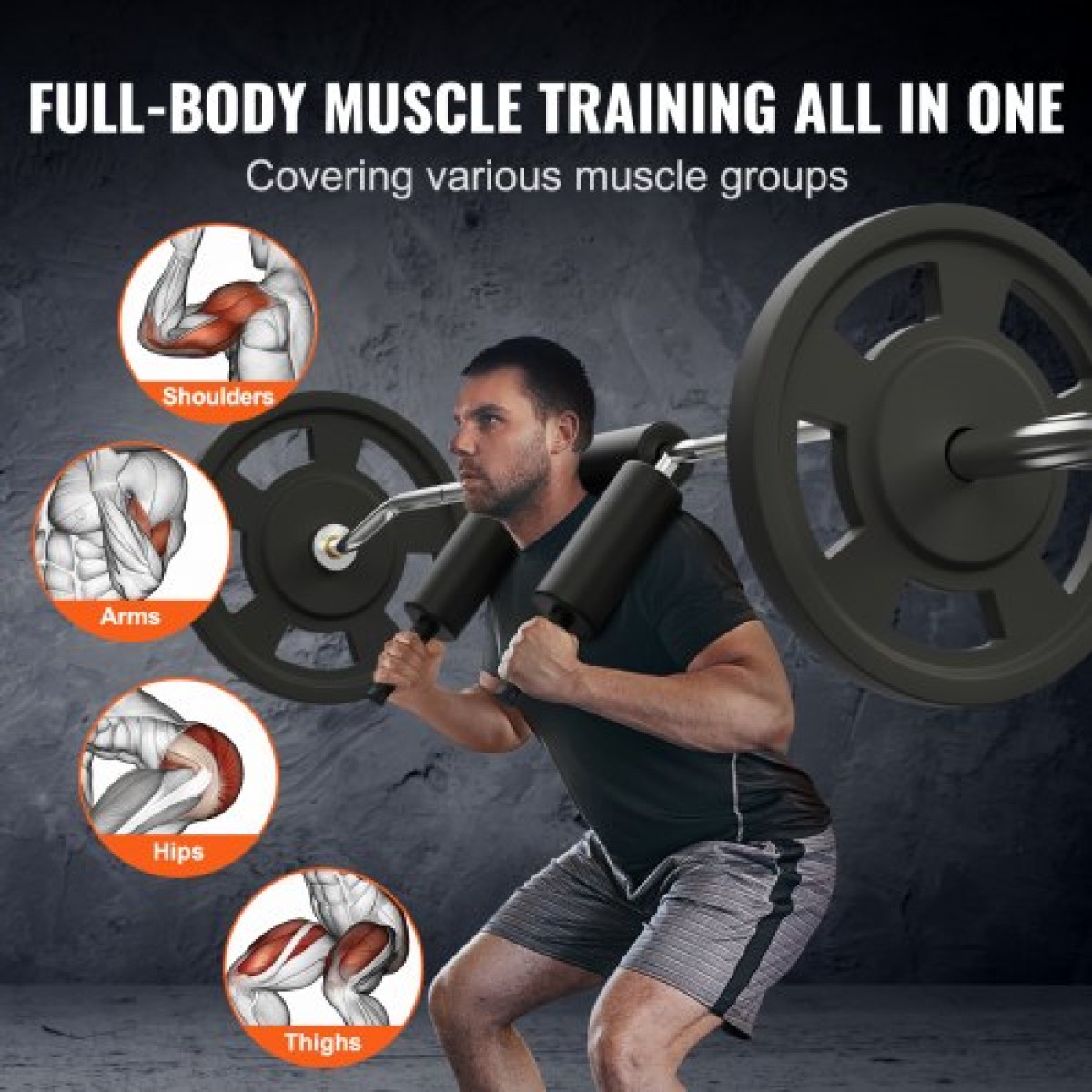 VEVOR Safety Squat Bar, 700 LBS Fitness Squat Bar, Safety Squat Bar Attachment with Shoulder and Arm Pads, 28mm Weight Bar, Ιδανικό για μπροστινά Squat, Lunges, Rehab, Φυσικοθεραπεία
