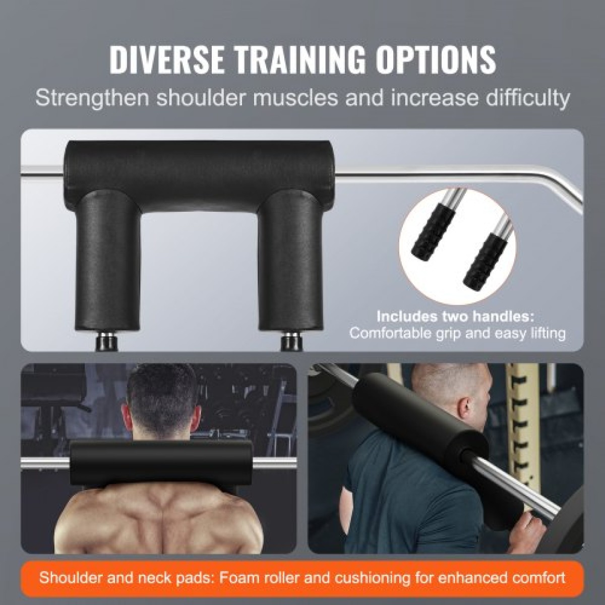 VEVOR Safety Squat Bar, 1.500 LBS Fitness Squat Bar, Safety Squat Bar Attachment με ώμους και μαξιλαράκια βραχιόνων, ράβδο βάρους διαμέτρου 32 mm, Ιδανικό για μπροστινά squat, Lunges, Rehab, Φυσικοθεραπεία