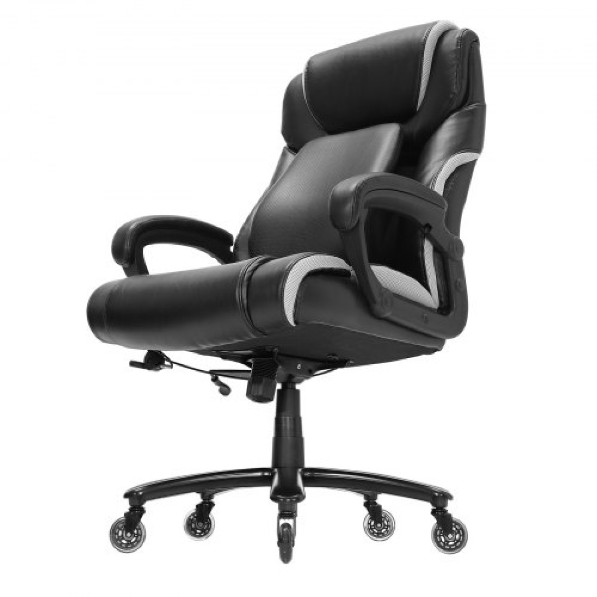 Καρέκλα γραφείου VEVOR Heavy Duty με ρυθμιζόμενη οσφυϊκή υποστήριξη αιχμής για πολλές ώρες, μεγάλη και ψηλή καρέκλα γραφείου 400 lbs, αθόρυβοι τροχοί με φαρδιά, παχιά επένδυση, ισχυρή μεταλλική βάση