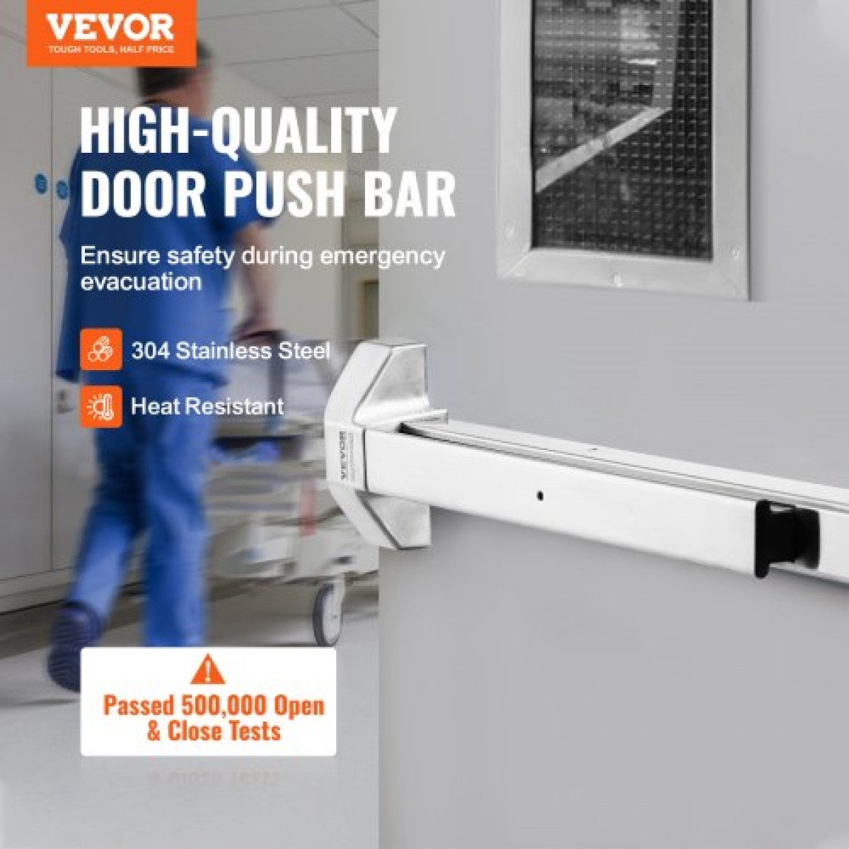 Κλειδαριές πόρτας VEVOR Push Bar, Μπάρες πανικού από ανοξείδωτο χάλυβα για πόρτες εξόδου, με εξωτερικό μοχλό και 3 κλειδιά, Push bar Panic Exit Device Door Εξοπλισμός για μεταλλική ξύλινη πόρτα, για αριστερόχειρες και δεξιόχειρες πόρτες