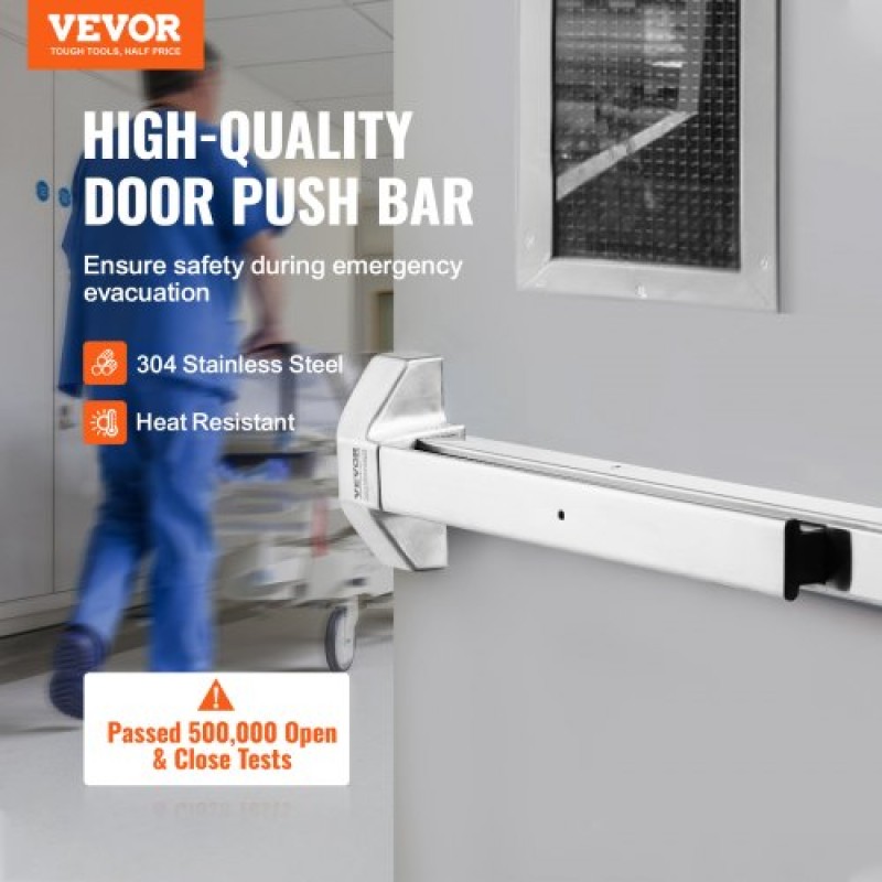Κλειδαριές πόρτας VEVOR Push Bar, Μπάρες πανικού από ανοξείδωτο χάλυβα για πόρτες εξόδου, με εξωτερικό μοχλό και 3 κλειδιά, Push bar Panic Exit Device Door Εξοπλισμός για μεταλλική ξύλινη πόρτα, για αριστερόχειρες και δεξιόχειρες πόρτες