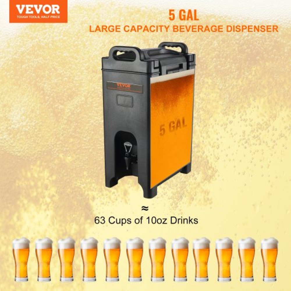 VEVOR Insulated Beverage Dispenser, 18,9 L, Food-grade LDPE Beverage Server, Thermal Drink Dispenser Cooler with PU Layer 2,2 Stage Baucet Handle, for Restaurant Drink Shop