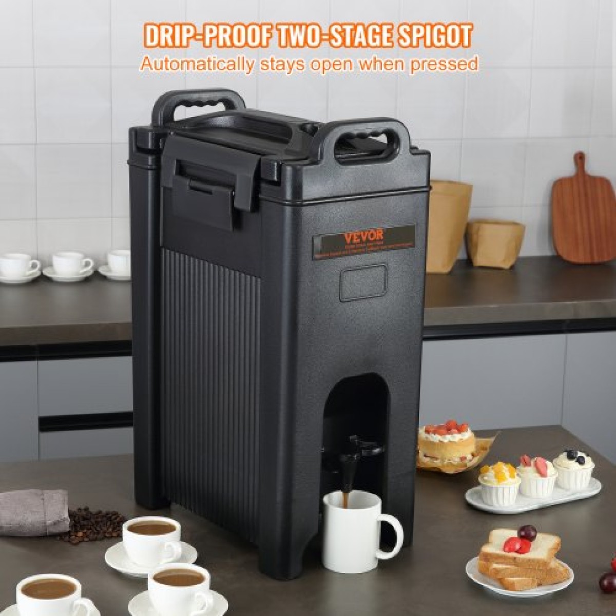 VEVOR Insulated Beverage Dispenser, 18,9 L, Food-grade LDPE Beverage Server, Thermal Drink Dispenser Cooler with PU Layer 2,2 Stage Baucet Handle, for Restaurant Drink Shop