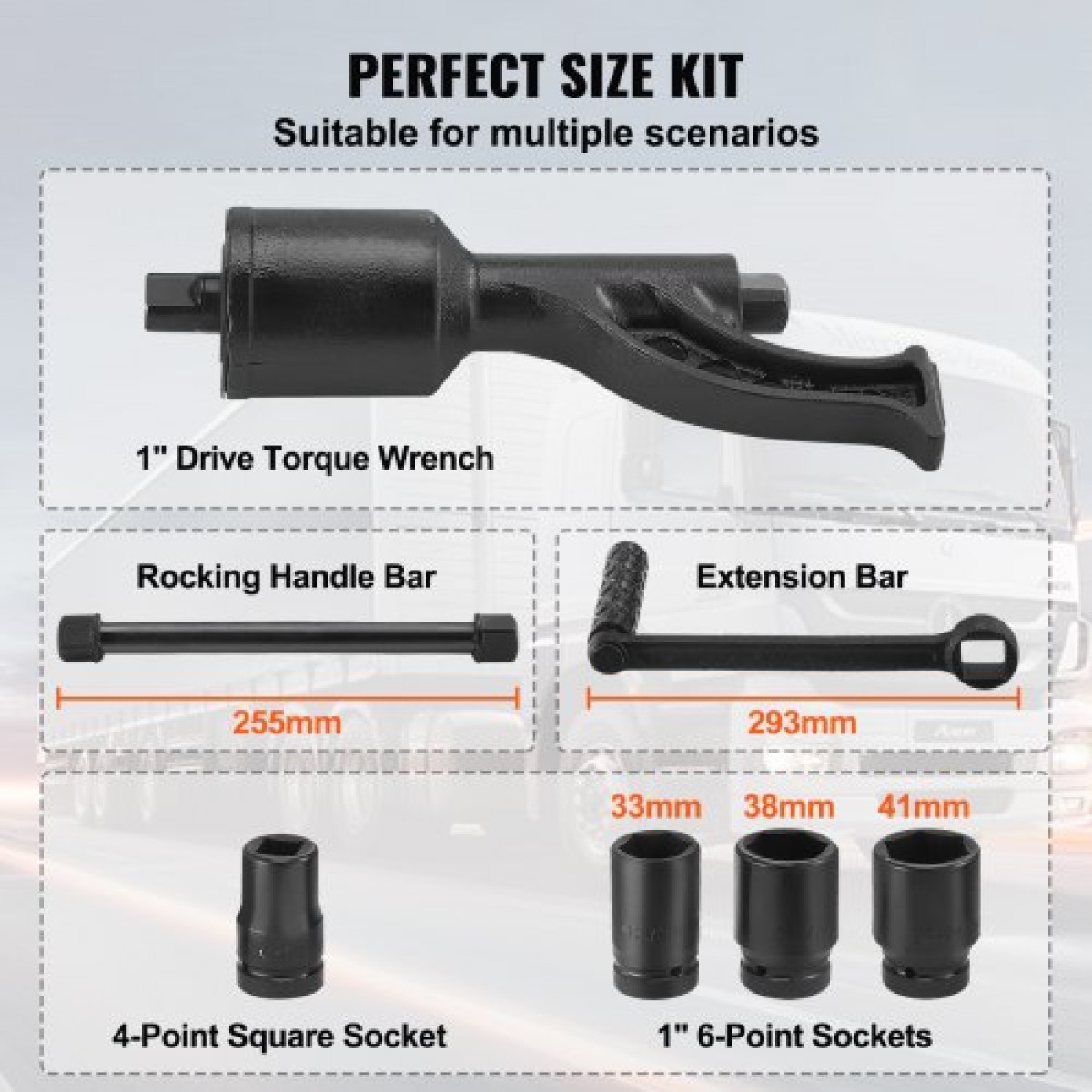 VEVOR Torque Multiplier, Heavy Duty Orque Multiplier Wrench Set, 1 inch Drive Lug Nut Wrench Wrench Multiplier, 1:64 6800N.m Lug Nut Remover, with 4 Sockets and Storage Case for Truck Trailer RV