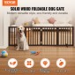 VEVOR Free Standing Dog Gate, 24" Υ x 80,3" W Ανεξάρτητη πύλη για κατοικίδια, 4 πάνελ Πτυσσόμενη πύλη σκύλου για φαρδιά και στενά περάσματα, επεκτάσιμο φράγμα σκύλου με αθόρυβη στήριξη ποδιών για εσωτερικούς χώρους, καφέ
