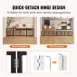 VEVOR Free Standing Dog Gate, 24" Υ x 80,3" W Ανεξάρτητη πύλη για κατοικίδια, 4 πάνελ Πτυσσόμενη πύλη σκύλου για φαρδιά και στενά περάσματα, επεκτάσιμο φράγμα σκύλου με αθόρυβη στήριξη ποδιών για εσωτερικούς χώρους, καφέ