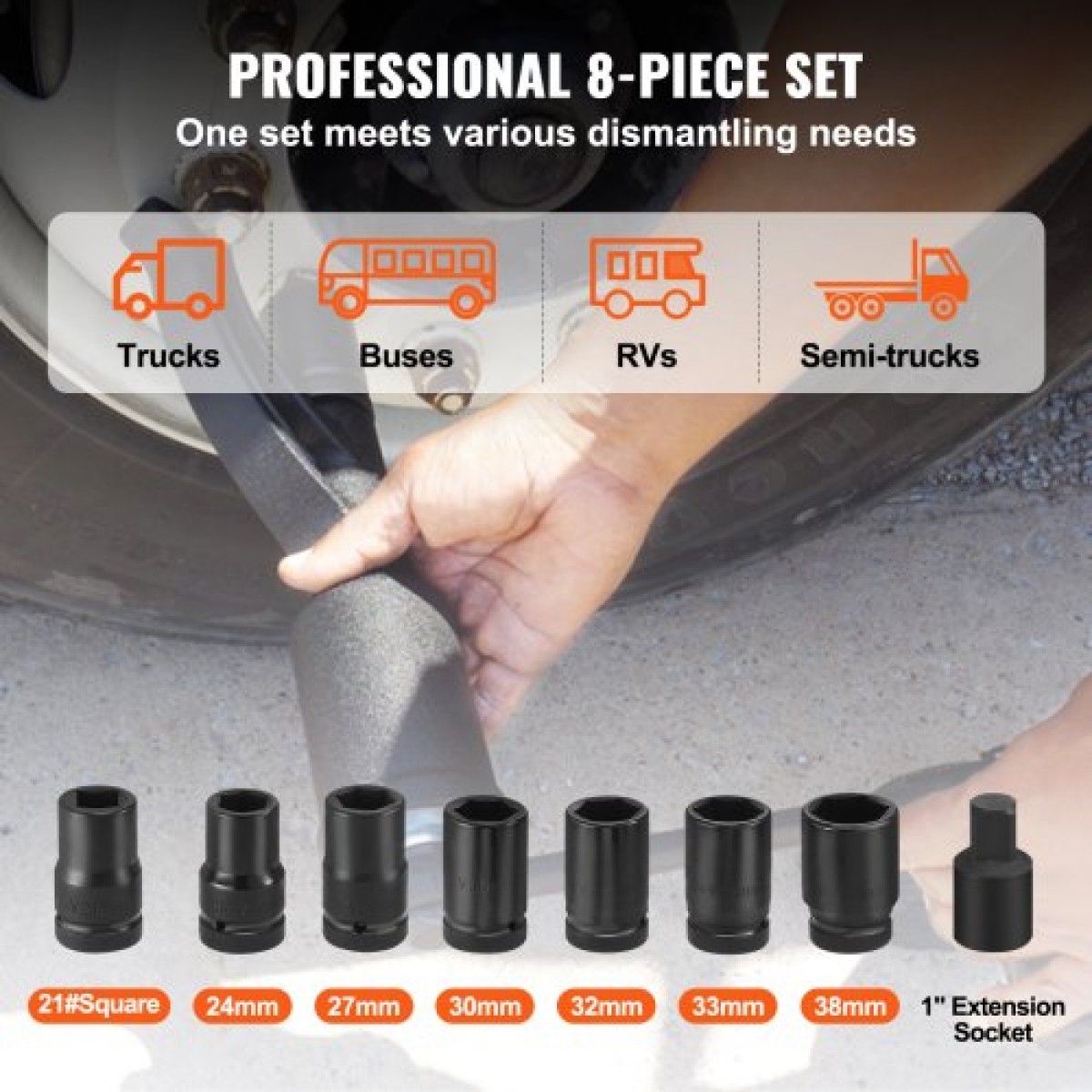VEVOR Torque Multiplier, Heavy Duty Orque Multiplier Wrench Set, 1 Inch Drive Lug Nut Wrench Wrench Multiplier, 1:64 6800N.m Lug Nut Remover, with 8 Sockets and Storage Case for Truck Trailer RV