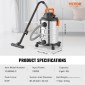 VEVOR Ανοξείδωτο ατσάλι Wet Dry Shop Vacuum, 8 Gallon 6 Peak HP Wet/Dry Vac, Ισχυρή αναρρόφηση με λειτουργία ανεμιστήρα με εξαρτήματα 2-σε-1 ακροφύσιο ρωγμής, Small Shop Vac Ιδανικό για υπολείμματα χαλιών, τρίχες κατοικίδιων ζώων, αυτοκίνητο