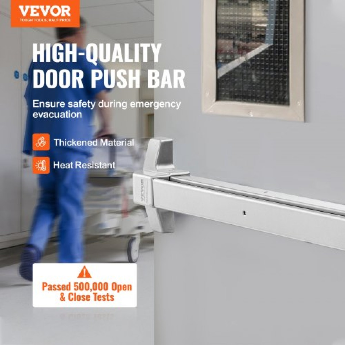 Κλειδαριές πόρτας VEVOR Push Bar, Μπάρες πανικού από ανθρακούχο χάλυβα για πόρτες εξόδου, με εξωτερικό μοχλό και 3 κλειδιά, Push bar πανικό εξόδου Εξοπλισμός πόρτας για μεταλλική ξύλινη πόρτα, για αριστερόχειρες και δεξιόχειρες πόρτες