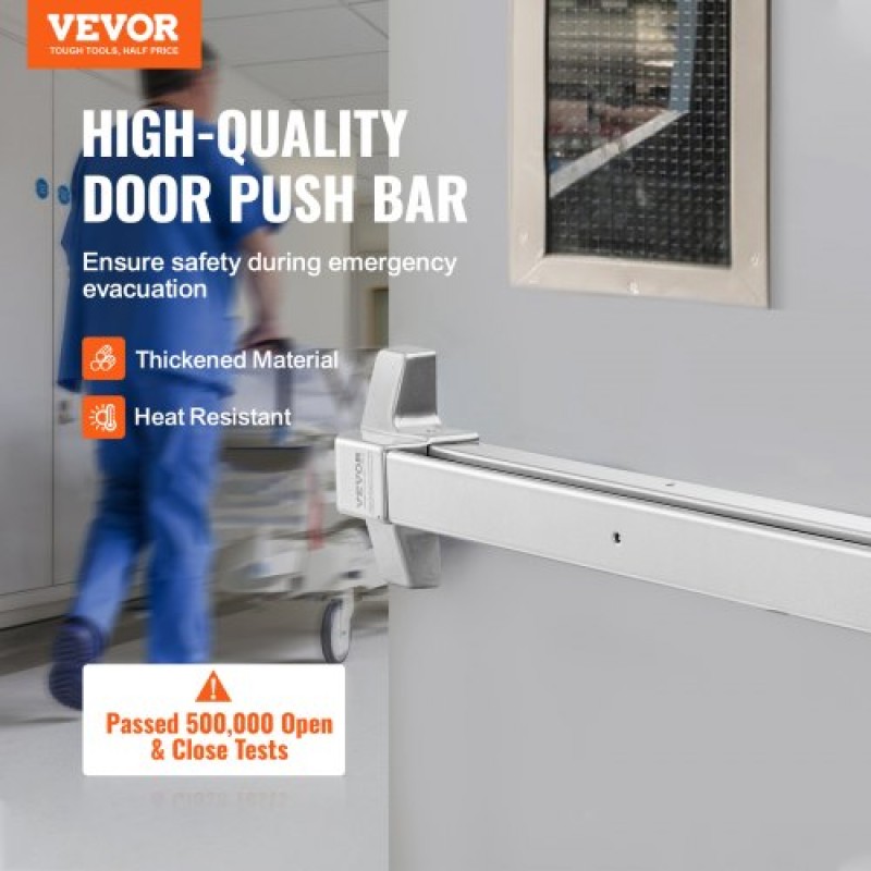 Κλειδαριές πόρτας VEVOR Push Bar, Μπάρες πανικού από ανθρακούχο χάλυβα για πόρτες εξόδου, με εξωτερικό μοχλό και 3 κλειδιά, Push bar πανικό εξόδου Εξοπλισμός πόρτας για μεταλλική ξύλινη πόρτα, για αριστερόχειρες και δεξιόχειρες πόρτες