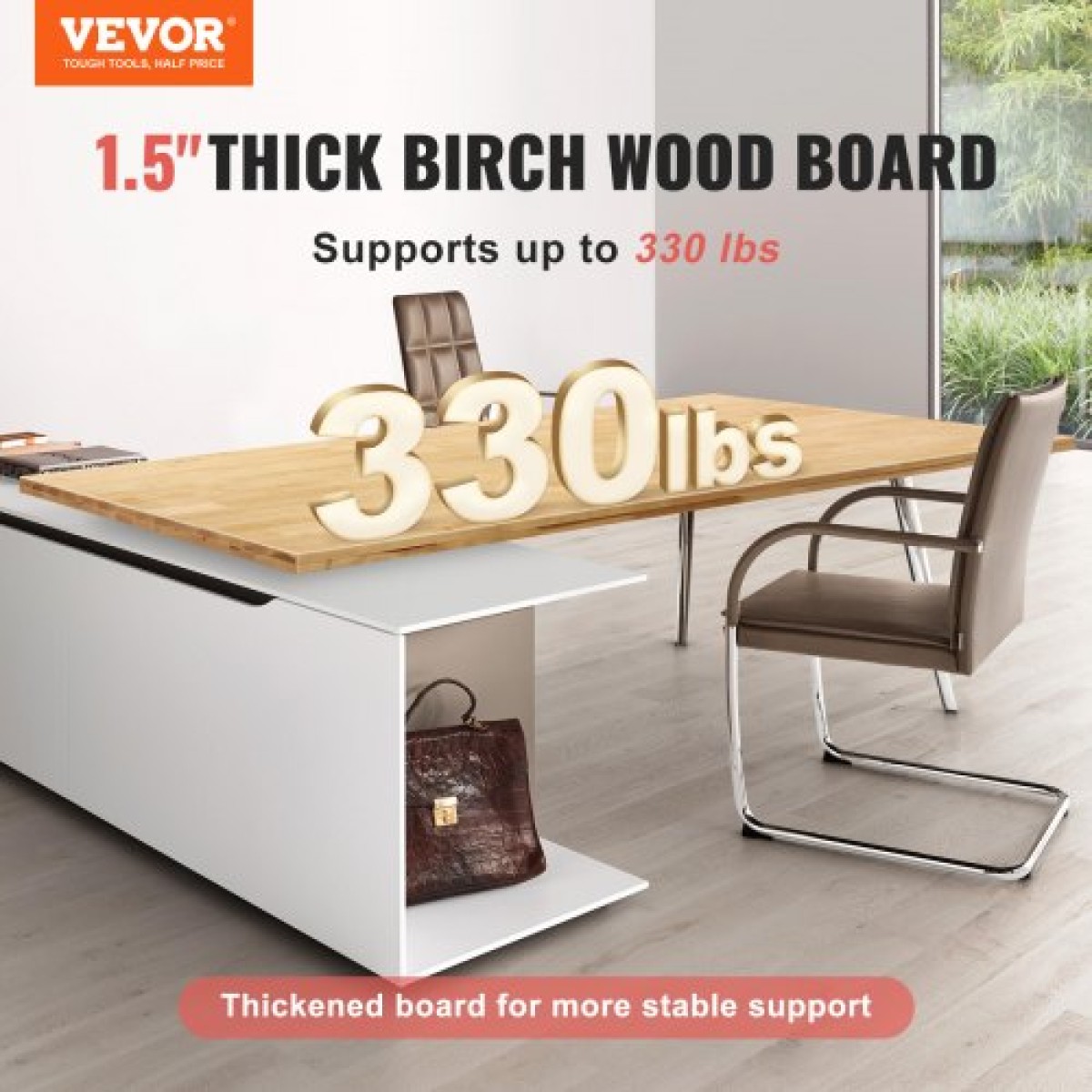 Επιτραπέζια επιφάνεια από ξύλο VEVOR, 47,2" x 29,5" x 1,5", 330 λίβρες, χωρητικότητα φόρτωσης, Ολόσωμη επιφάνεια εργασίας από ξύλο σφενδάμου γενικής χρήσης για ρυθμιζόμενο ύψος ηλεκτρικό πλαίσιο γραφείου, ορθογώνιος πάγκος για οικιακό γραφε