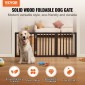 VEVOR Free Standing Dog Gate, 24" H x 60" W Ανεξάρτητη πύλη για κατοικίδια, 3 πάνελ Πτυσσόμενη πύλη σκύλου για φαρδιά και στενά περάσματα, επεκτάσιμο φράγμα σκύλου με αθόρυβη στήριξη ποδιών για εσωτερικούς χώρους, καφέ