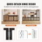 VEVOR Free Standing Dog Gate, 24" H x 60" W Ανεξάρτητη πύλη για κατοικίδια, 3 πάνελ Πτυσσόμενη πύλη σκύλου για φαρδιά και στενά περάσματα, επεκτάσιμο φράγμα σκύλου με αθόρυβη στήριξη ποδιών για εσωτερικούς χώρους, καφέ