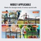 VEVOR Rolling Sports Ball Storage Cart, Κλουβί μπάσκετ που κλειδώνει με διπλά καπάκια, Organizer θήκη αθλητικού εξοπλισμού για εσωτερικούς χώρους, χαλύβδινη σχάρα αποθήκευσης για γκαράζ, παιδότοπο, γυμναστήριο και σχολεία