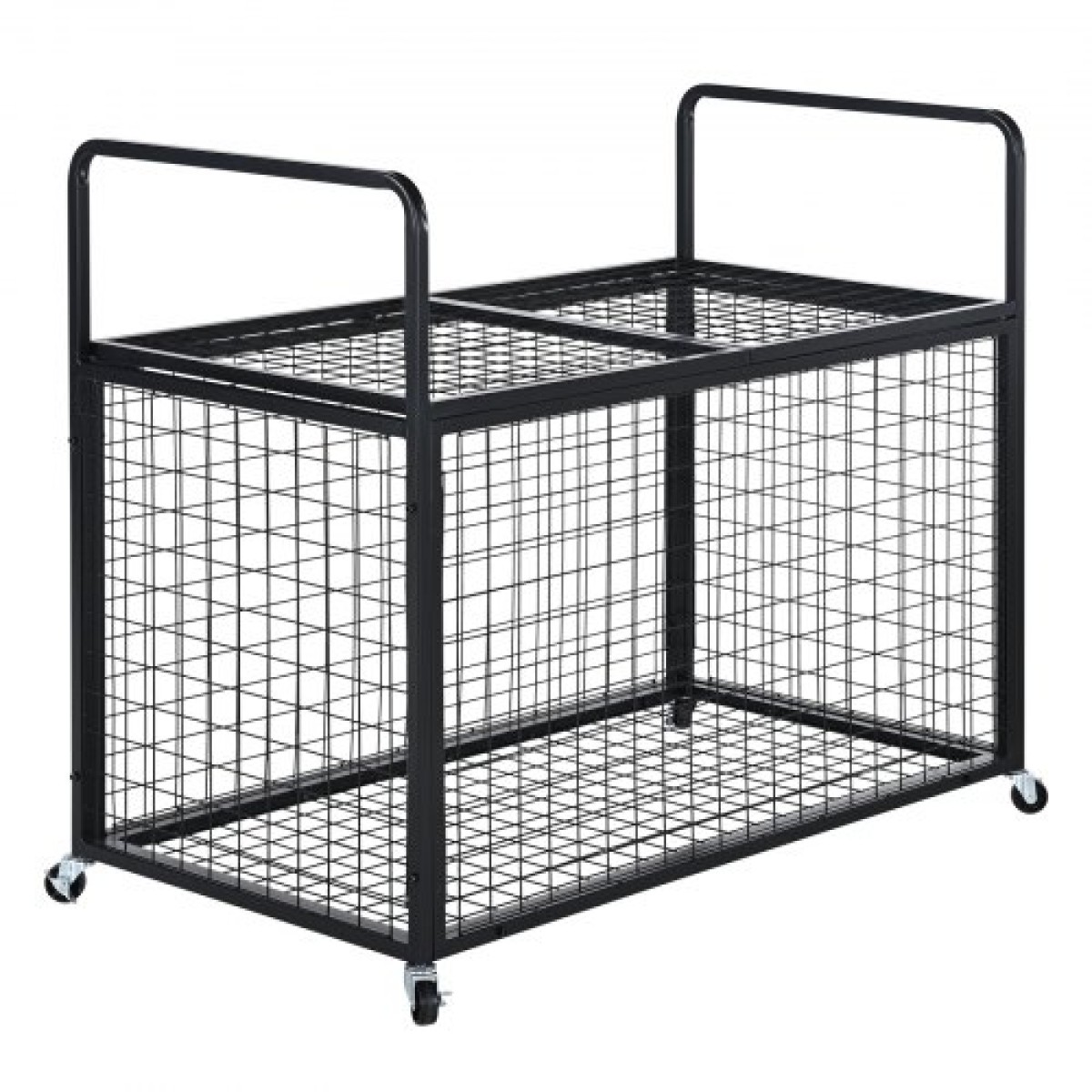 VEVOR Rolling Sports Ball Storage Cart, Κλουβί μπάσκετ που κλειδώνει με διπλά καπάκια, Organizer θήκη αθλητικού εξοπλισμού για εσωτερικούς χώρους, χαλύβδινη σχάρα αποθήκευσης για γκαράζ, παιδότοπο, γυμναστήριο και σχολεία