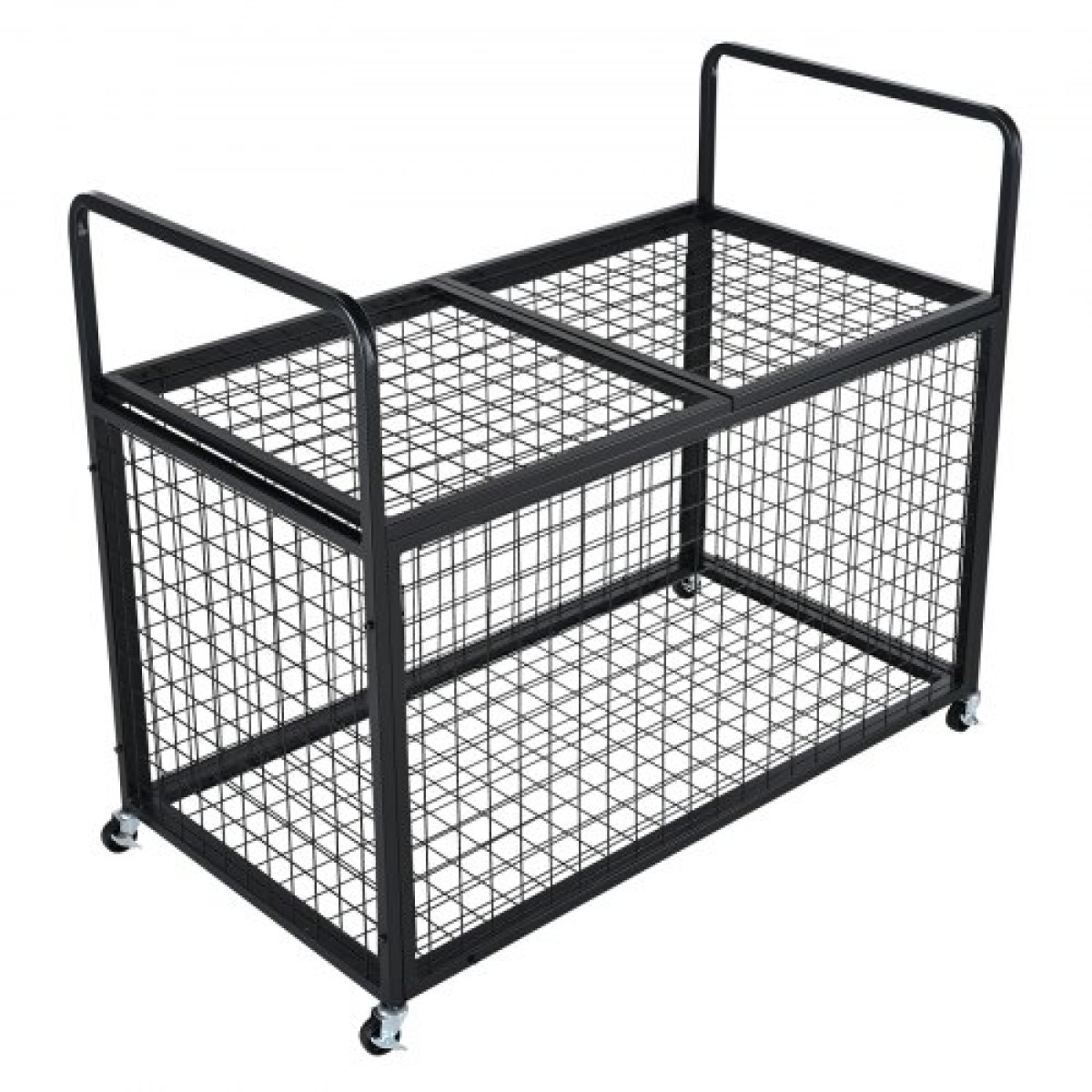 VEVOR Rolling Sports Ball Storage Cart, Κλουβί μπάσκετ που κλειδώνει με διπλά καπάκια, Organizer θήκη αθλητικού εξοπλισμού για εσωτερικούς χώρους, χαλύβδινη σχάρα αποθήκευσης για γκαράζ, παιδότοπο, γυμναστήριο και σχολεία