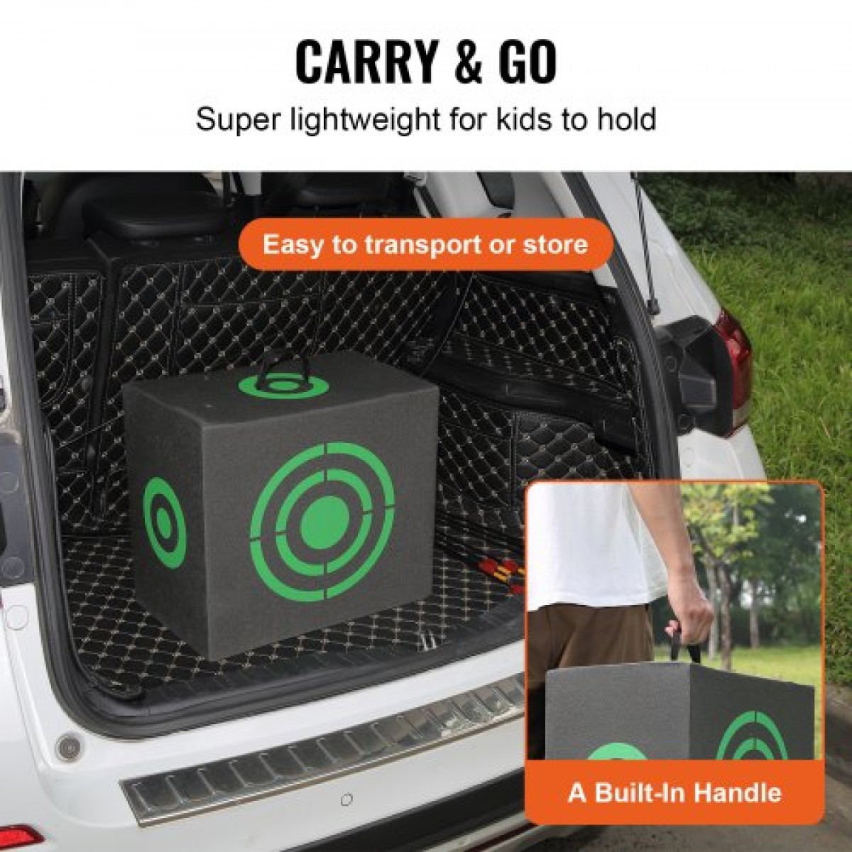 VEVOR Archery Target, 16"x18" All-side Shotting Archery Target, Outdoor Portable Archery Target with Carry Handle, Εύκολη αφαίρεση βέλους, Μεγάλη ορατότητα, Ελαφρύ, Εύκολο στη μεταφορά, Μαύρο