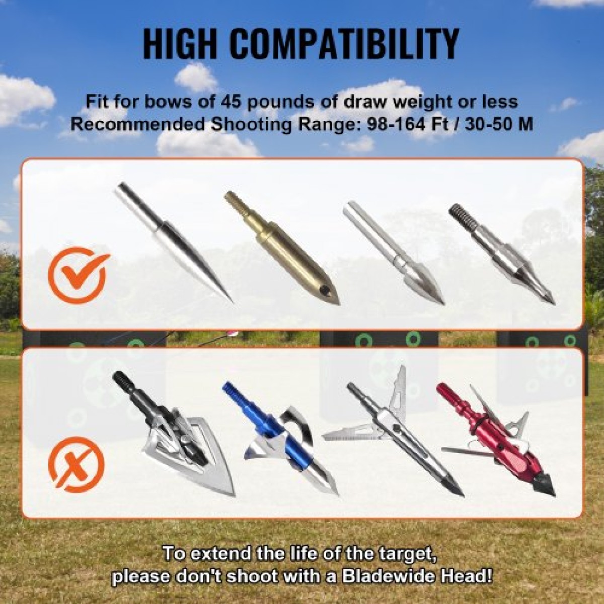 VEVOR Archery Target, 16"x18" All-side Shotting Archery Target, Outdoor Portable Archery Target with Carry Handle, Εύκολη αφαίρεση βέλους, Μεγάλη ορατότητα, Ελαφρύ, Εύκολο στη μεταφορά, Μαύρο