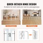 VEVOR Free Standing Dog Gate, 32" H x 96,5" W Ανεξάρτητη πύλη για κατοικίδια, 4 πάνελ Πτυσσόμενη πύλη σκύλου για φαρδιά και στενά περάσματα, επεκτάσιμο φράγμα σκύλου με αθόρυβη στήριξη ποδιών για εσωτερικούς χώρους, λευκό