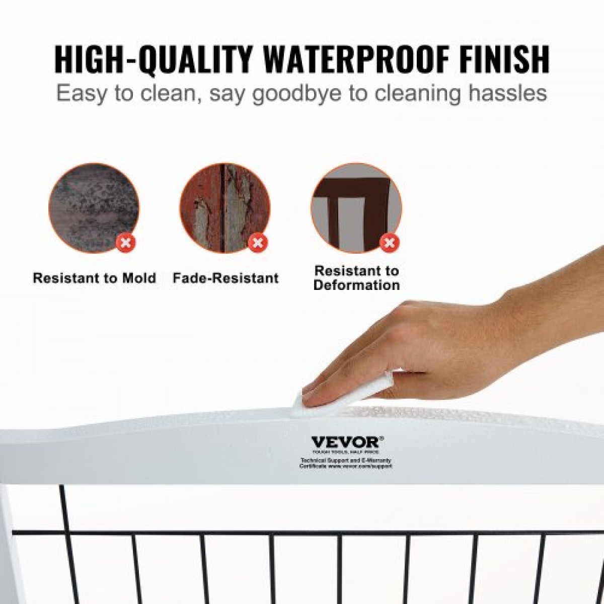 VEVOR Free Standing Dog Gate, 32" H x 96,5" W Ανεξάρτητη πύλη για κατοικίδια, 4 πάνελ Πτυσσόμενη πύλη σκύλου για φαρδιά και στενά περάσματα, επεκτάσιμο φράγμα σκύλου με αθόρυβη στήριξη ποδιών για εσωτερικούς χώρους, λευκό