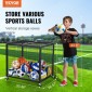 VEVOR Rolling Sports Ball Storage Cart, Κλουβί μπάσκετ με διπλά καπάκια, Organizer θήκη αθλητικού εξοπλισμού για εσωτερικούς χώρους, χαλύβδινη θήκη αποθήκευσης για γκαράζ, παιδότοπο, γυμναστήριο και σχολεία
