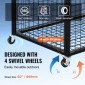 VEVOR Rolling Sports Ball Storage Cart, Κλουβί μπάσκετ με διπλά καπάκια, Organizer θήκη αθλητικού εξοπλισμού για εσωτερικούς χώρους, χαλύβδινη θήκη αποθήκευσης για γκαράζ, παιδότοπο, γυμναστήριο και σχολεία