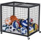 VEVOR Rolling Sports Ball Storage Cart, Κλουβί μπάσκετ με διπλά καπάκια, Organizer θήκη αθλητικού εξοπλισμού για εσωτερικούς χώρους, χαλύβδινη θήκη αποθήκευσης για γκαράζ, παιδότοπο, γυμναστήριο και σχολεία