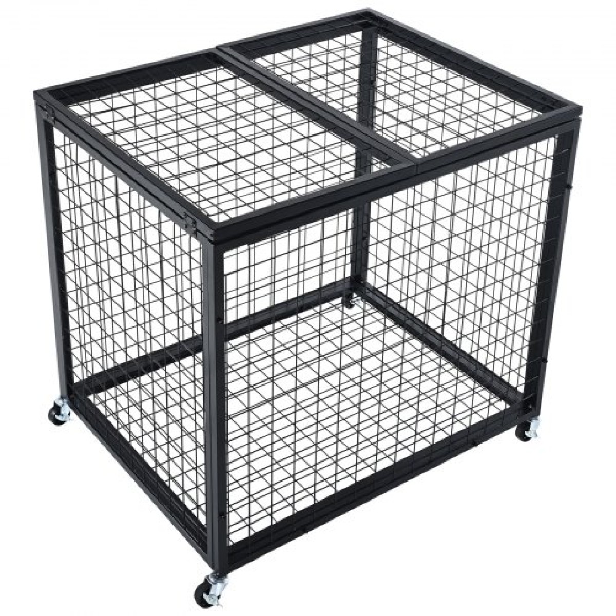 VEVOR Rolling Sports Ball Storage Cart, Κλουβί μπάσκετ με διπλά καπάκια, Organizer θήκη αθλητικού εξοπλισμού για εσωτερικούς χώρους, χαλύβδινη θήκη αποθήκευσης για γκαράζ, παιδότοπο, γυμναστήριο και σχολεία
