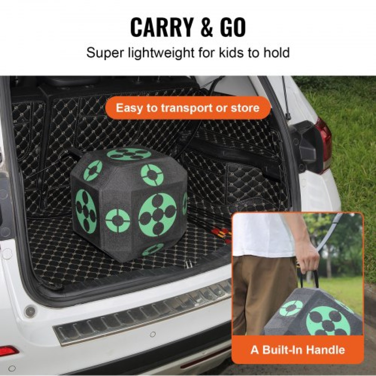 VEVOR Archery Target, 15"x15" All-side Shotting Archery Target, Outdoor Portable Target Archery Target with Carry Handle, Εύκολη αφαίρεση βέλους, Μεγάλη ορατότητα, Ελαφρύ, Εύκολο στη μεταφορά, Μαύρο
